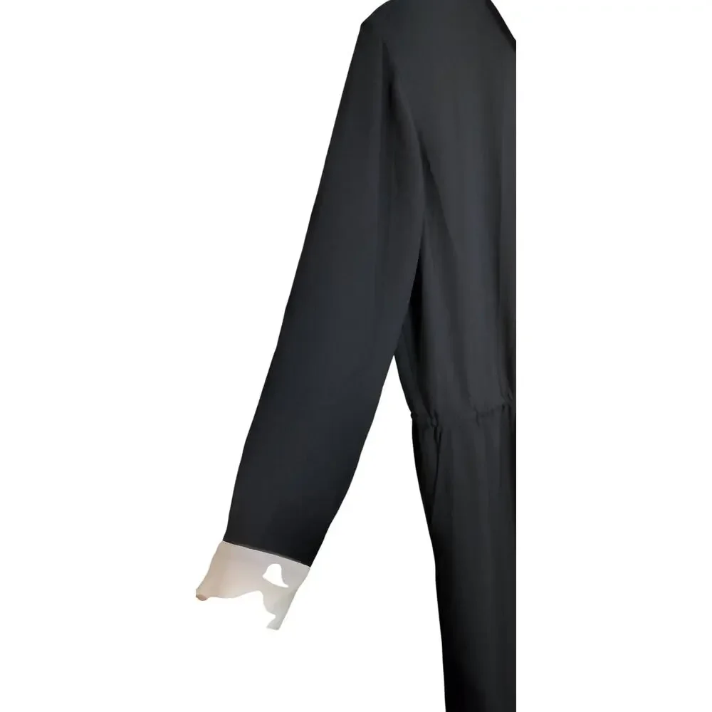 4252) Lauren Ralph Lauren Women Black Jumpsuit with White Accent Collar Size 14 - Picture 4 of 13